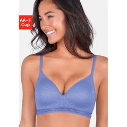 Bralette-BH LASCANA "Freya", Damen, Gr. 85, Cup D, blau (kornblumenblau), Spitze, Obermaterial: 36% Polyamid, 29% Polyester, 27% Baumwolle, 8% Elasthan, BHs, ohne Bügel mit eingearbeitetem Push-up Kissen, bequemer BH