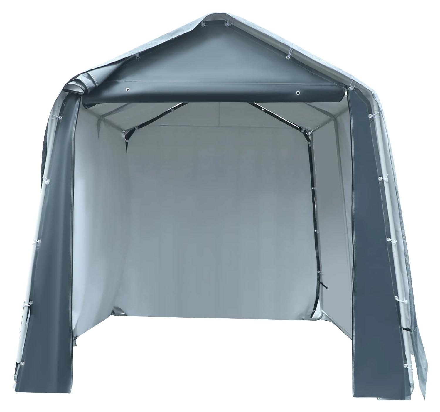 Mobiles Garagenzelt - Outdoor-Aufbewahrungszelt - 2,4 × 2,4 × 2,4 m - Wasserdicht 2000 mm - PE und legierter Stahl - Grau