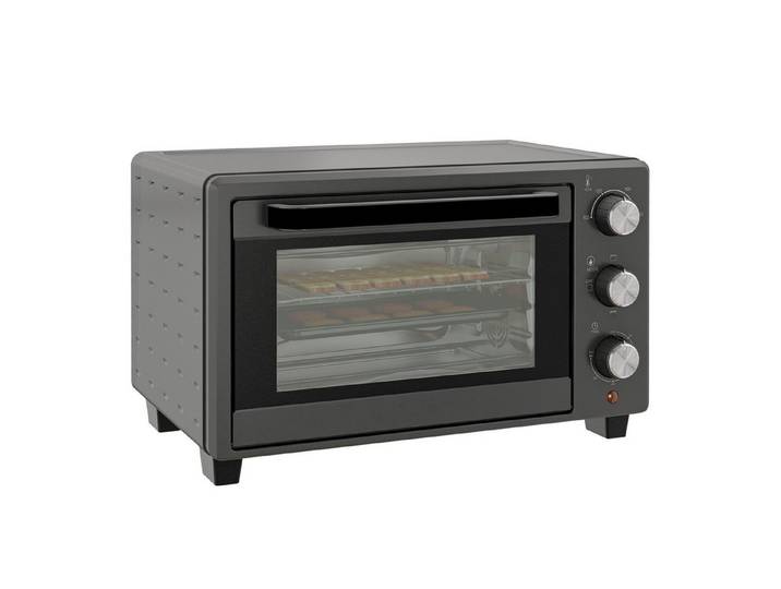 FELIXLEO Minibackofen Minibackofen 21 L 3 Kochmodi 100 bis 230 °C Edelstahl Glas Grau.