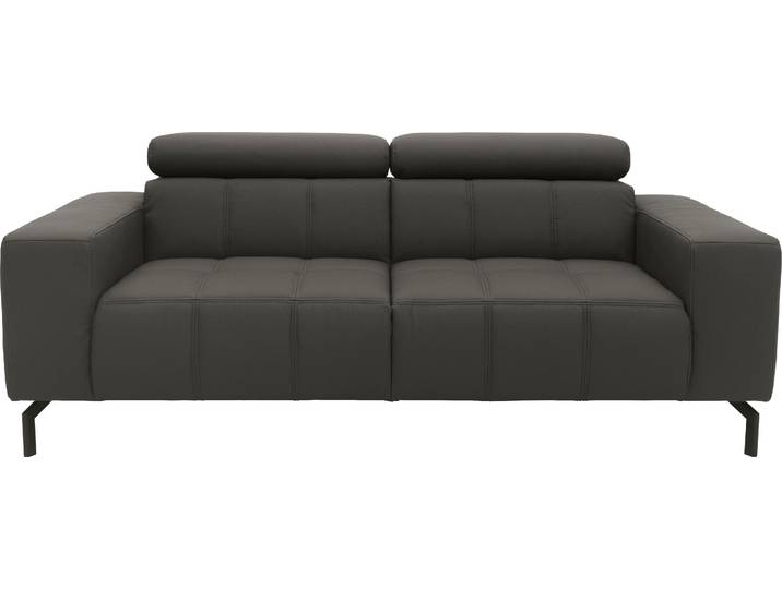2-Sitzer DOMO COLLECTION Cunelli, moderne Sitznähte als Designelement, fester Sitzkomfort , grau, B:208cm H:79cm T:104cm, Lederlook;100% Polyurethan, Sofas, 2-Sitzer, whlw. verstellbare Kopfteile, passend für gängige Saugroboter