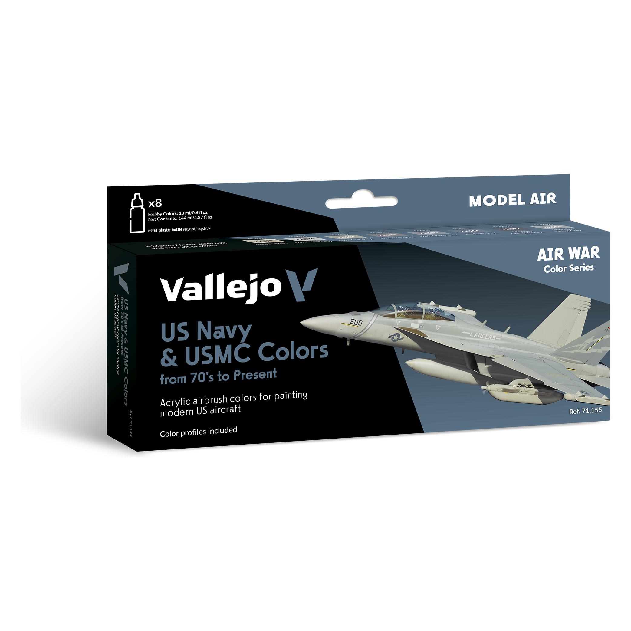 Vallejo US Navy USMC Colors from 70's to present Model Air (18 ml) (71155)