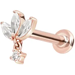 14 Karat Gold Labret mit Innengewinde MOISSANIT-BLUME + MOISSANIT