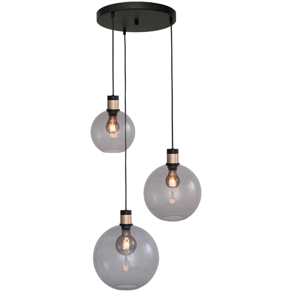 Masterlight Vide hanglamp Lazise 2 3-lichts goud met zwart