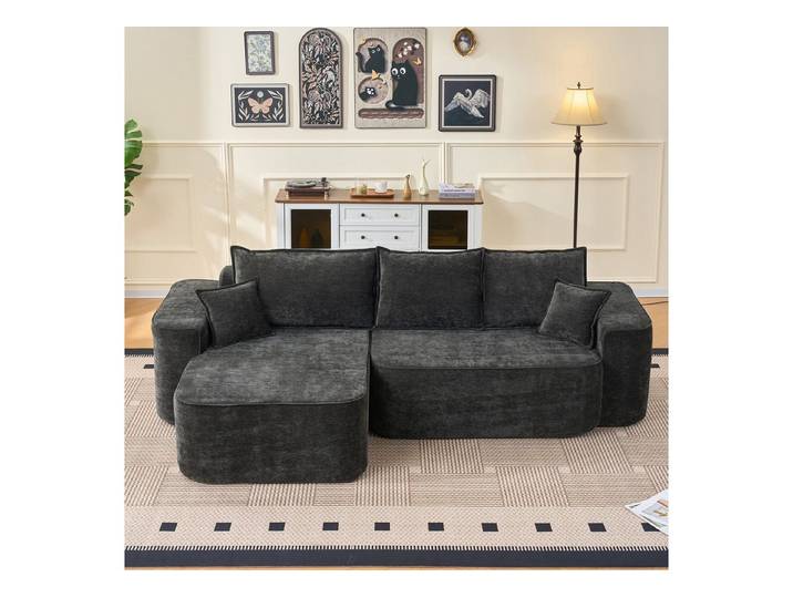 i@home Ecksofa Ecksofa, Keine Montage erforderlich, modulares Sofa, 262 cm breit, Set 1 Teile, L-Form Ecksofa, ohne Montage, modulares Sofa in Schwarz Chenille