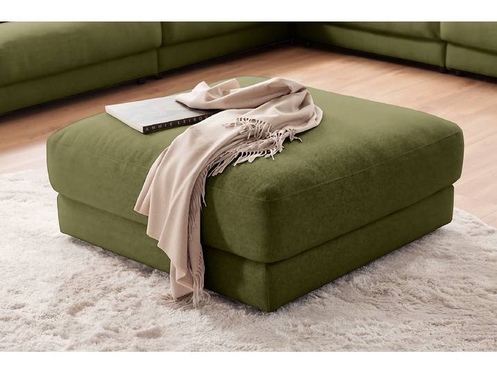 Polsterhocker 100 x 44 x 100cm Grün Samt Velika: Olivgrün Polyurethanschaum