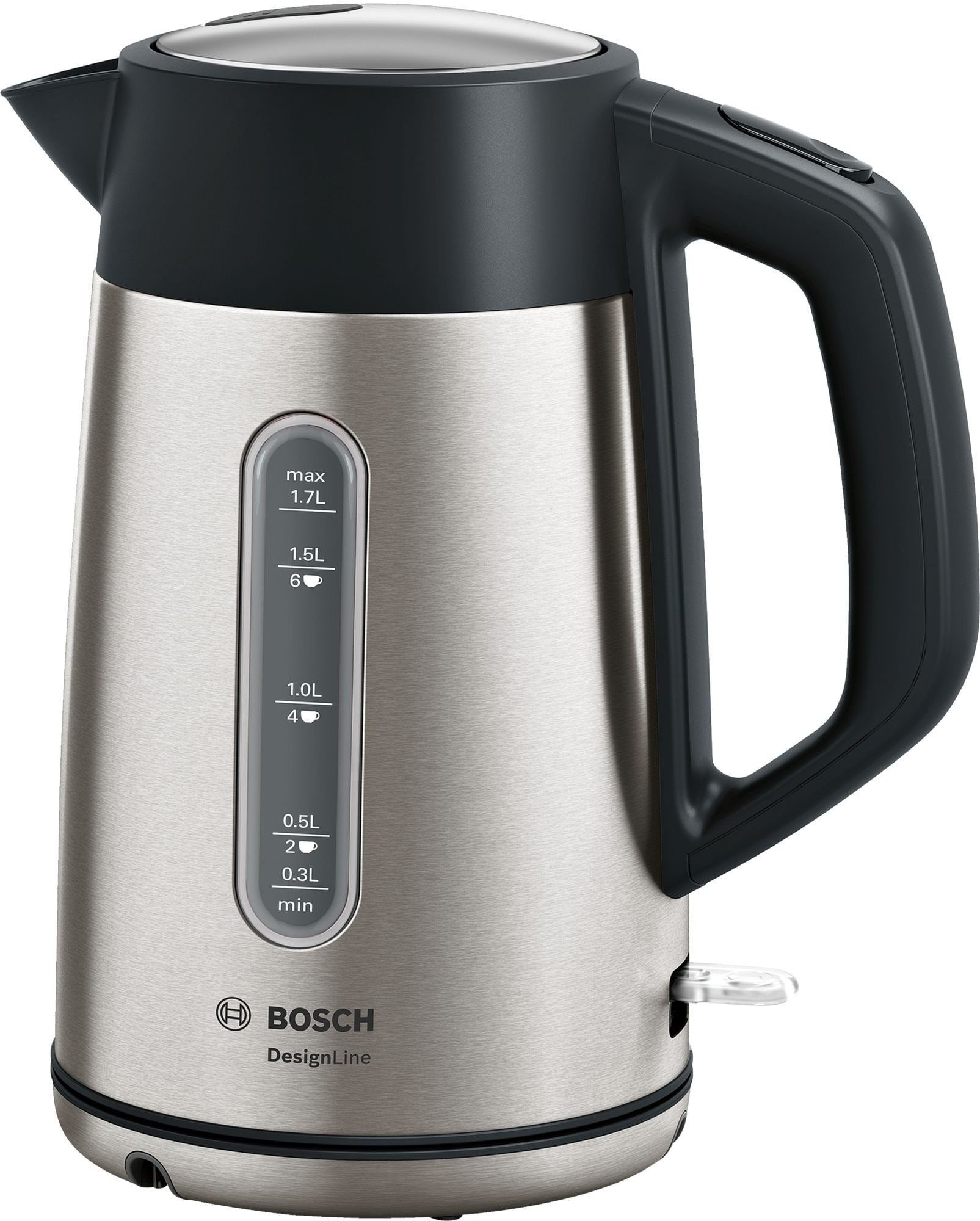 Bosch TWK4P440 Wasserkocher, DesignLine, kabellos 1,7 l, 2.400 W, Edelstahl