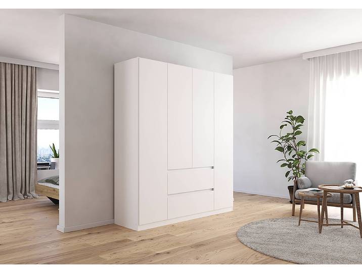 Drehtürenschrank Mainz 181cm Weiß/Alpinweiß Basic ohne Spiegeltür/-en