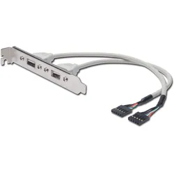 DIGITUS USB Slotblechkabel, 2x Typ A - 2x5pin IDC, Bu/Bu,0.25m, USB 2.0 kompatibel, be