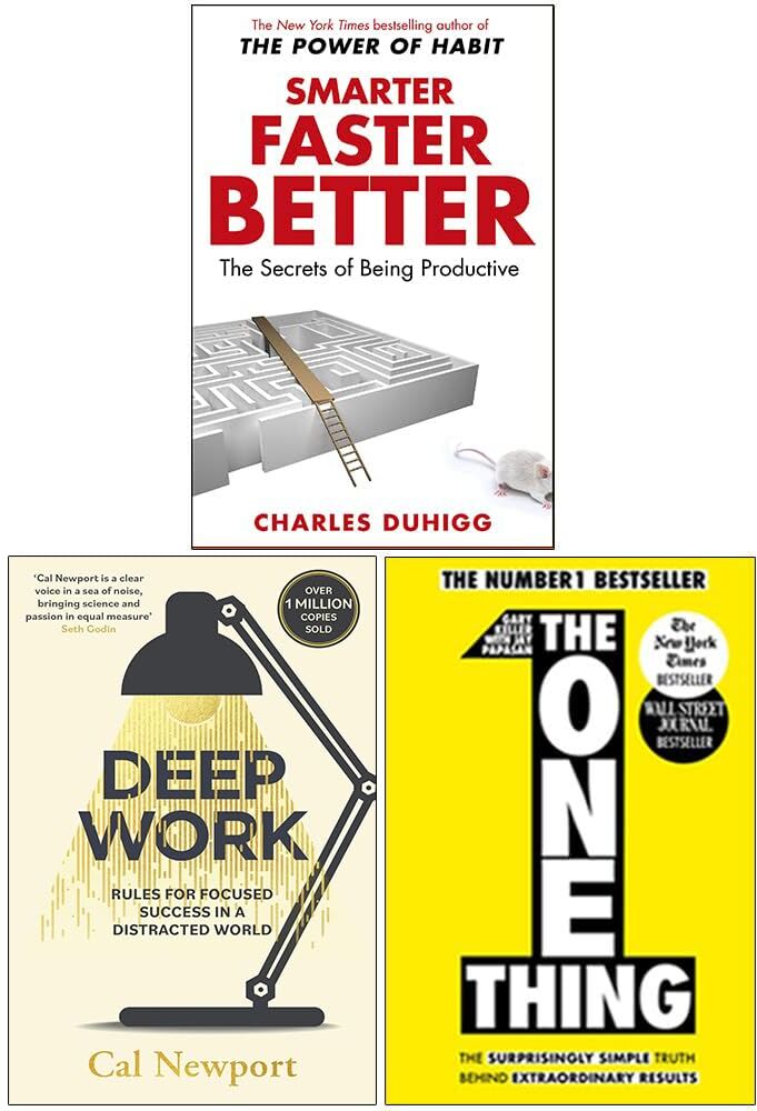 Random House/Piatkus/John Murray Smarter Faster Better, Deep Work, The One Thing 3 Books Collection Set