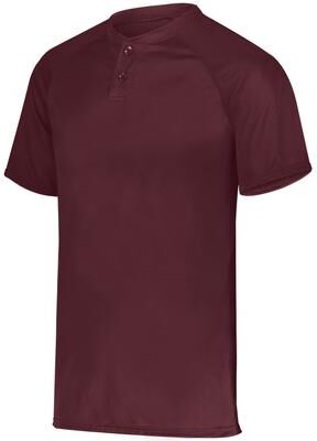 Augusta Sportswear AG1565 Athletic Attain Wicking Two-Button Baseball Jersey T-Shirt in Maroon size 3XL   Polyester 1565