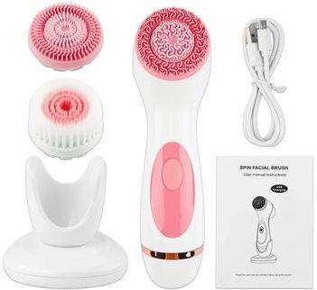 Inspired Living RadianceGlow 3 In 1 Electric Facial Cleansing Brush With Sonic Facial Cleanser And Massaging Heads pink No Box