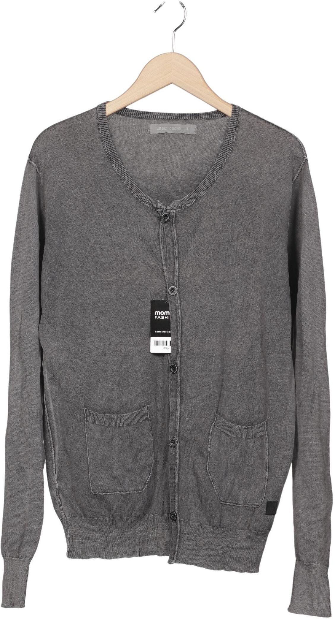 Jet Lag Herren Strickjacke, Grau, Gr. L, Baumwolle - Second Hand