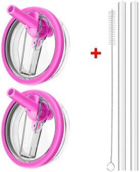 Uplifted Finds 40Oz Flip Straw Lid For Stanley Cup & Leak Proof Tumbler Replacement Cover red 2 Pcs Straw