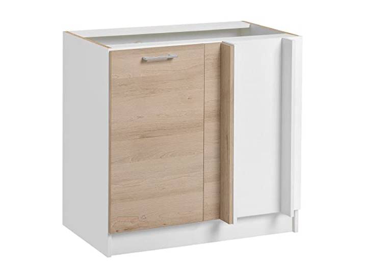 Cuisineandcie - MEUBLE CUISINE BAS D'ANGLE ECO Chêne Naturel 1 Porte L 105cm + 1 étagère - Meuble Bas Cuisine\, Meuble d'angle Cuisine