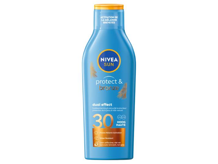 NIVEA SUN Protect &amp; Bronze Zonnebrand SPF 30 - Zonnecrème - Met Pro-melanine Extract - Beschermt en Ondersteunt een Bruine Kleur - Zonnebrandcrème - 200 ml