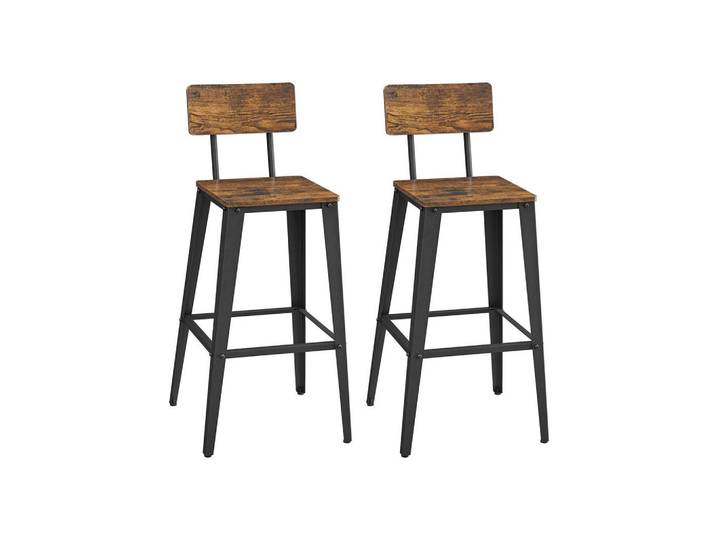 Hansiro Barhocker Beijing 2Er-Set, Braun, Metall, 45.4x102.2x45.4 cm, Esszimmer, Barmöbel, Barhocker