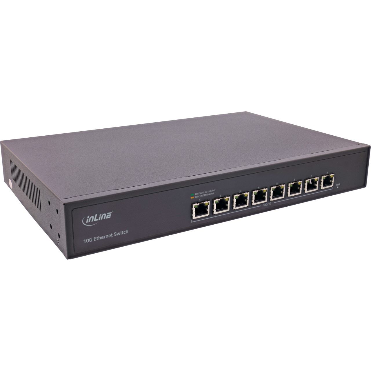 InLine Netzwerk Switch 8-Port, 10Gigabit Ethernet, 19", Metall, Lüfter