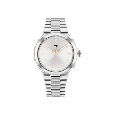 Quarzuhr TOMMY HILFIGER "Georgia", silber (edelstahlfarben, roségoldfarben, grau), Armbanduhren, Damen, edelstahlfarben, Quarzuhr, Armbanduhr, Damenuhr, Edelstahlarmband, analog