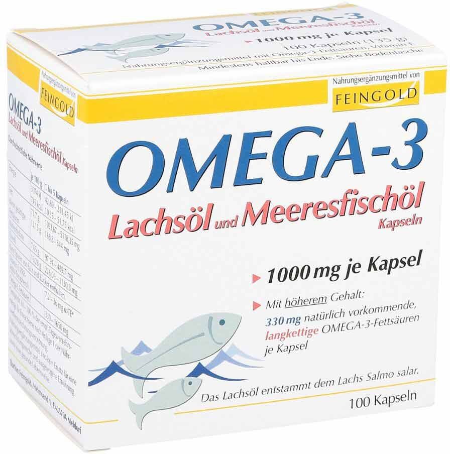 Omega 3 Lachsöl und Meeresfischöl Kapseln 100stk