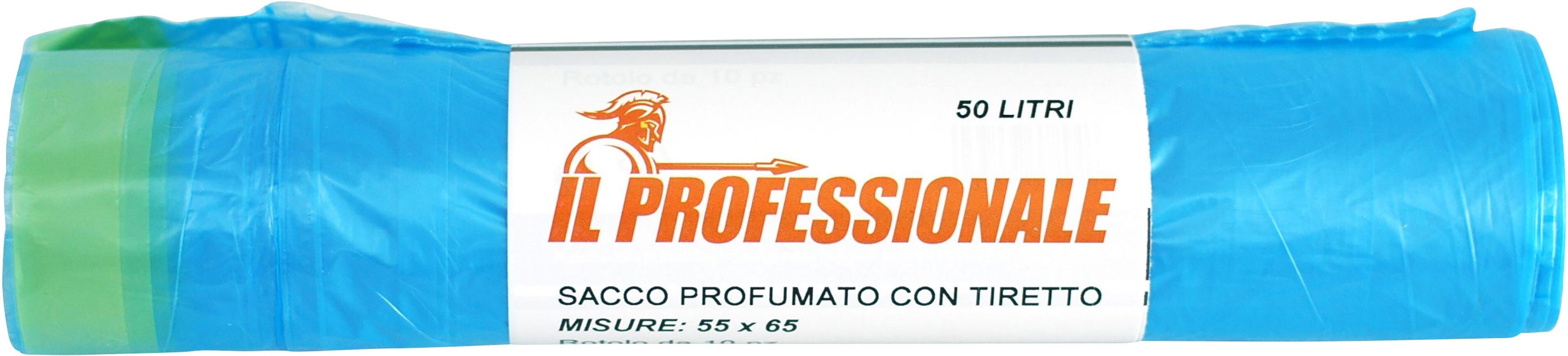 Ilprofessionale SACCO PATTUMIERA CELESTE 55x65 cm 50 l IN HDPE ANTIGOCCIA CON MANIGLIA A SCORRIMENTO