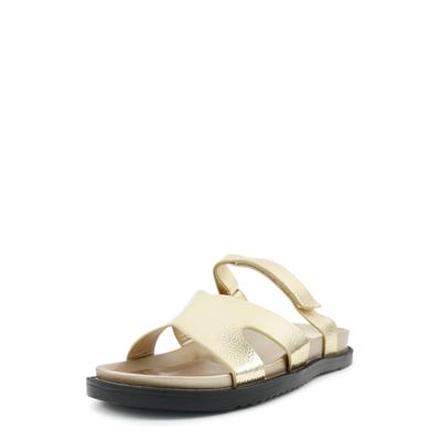 Sandale FINDLAY "DRIES", Damen, Gr. 38, gold (goldfarben), Lederimitat, Schuhe Sandale, mit ergonomischem Fußbett und Klettverschluss