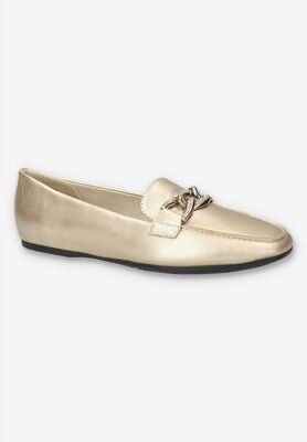 Women's Femi Square Toe Flat by Easy Street in Champagne (Size 7 M)
