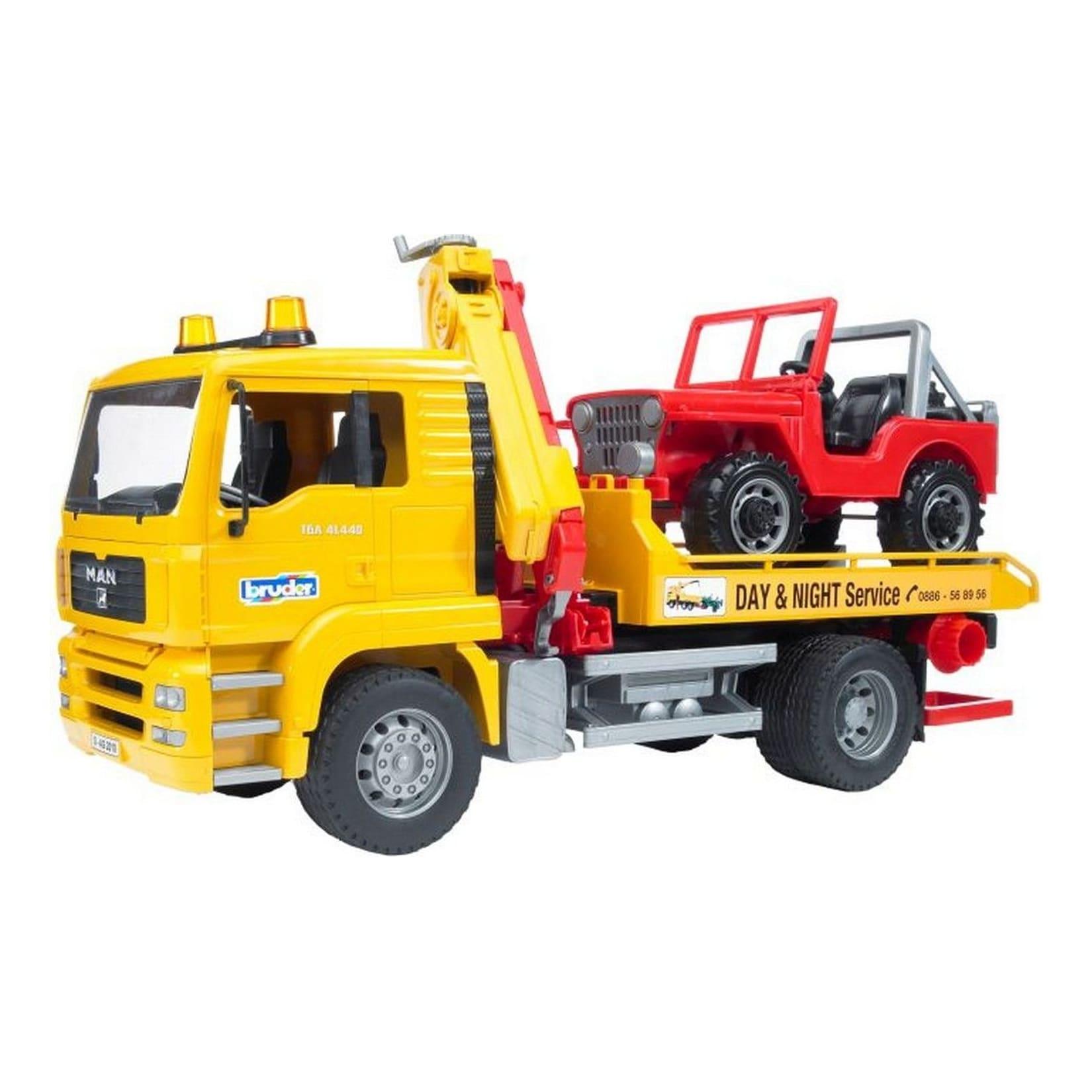 Bruder Bruder 02750 MAN TGA Abschlepp-LKW mit Geländewagen