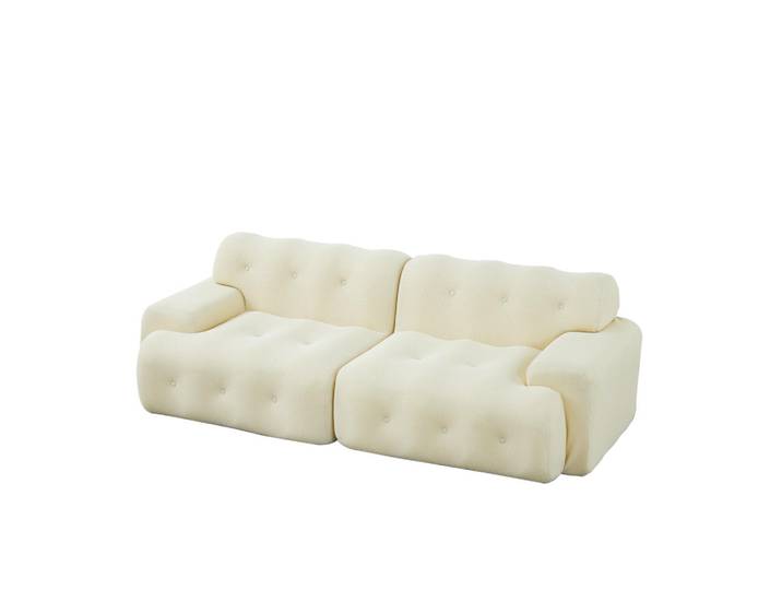 ComfortXL 2-Sitzer-Sofa De-35265 mit Knopfverzierung Beige, 104x66x224 cm, Wohnzimmer, Sofas & Couches, Sofas, 2-Sitzer Sofas