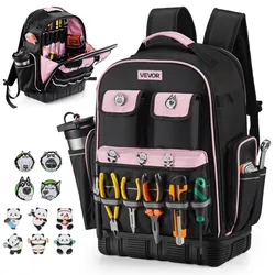 VEVOR Werkzeugrucksack, 56 Taschen, Werkzeug-Aufbewahrungs-Organizer, Backpack mit Laptopfach, Baustellenrucksack, Werkzeugtasche für Elektriker, Reparaturarbeiter & Heizungstechniker