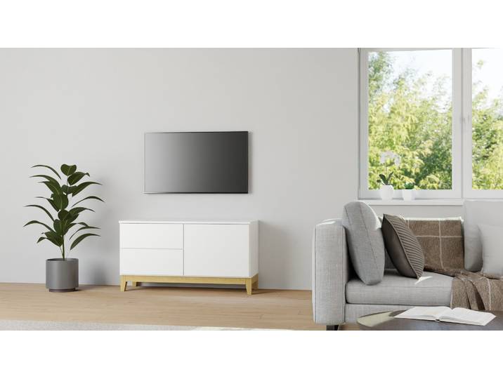 Sideboard skandinavischer Stil MDF Beschichtet MDF Weiß matt