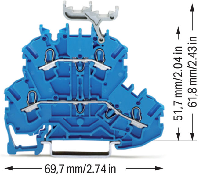 WAGO Connecteur double étage 2002-2234 bleu 2,5 mm² Push-in CAGE CLAMP® (2002-2234)