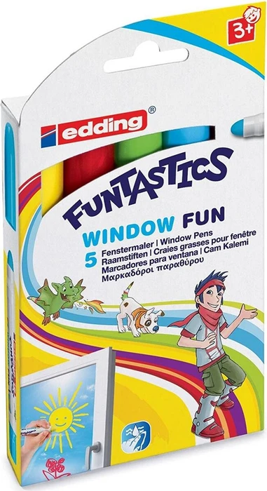 edding FUNTASTICS WINDOW FUN Kreidemarker farbsortiert 2,0 - 6,0 mm, 5 St.