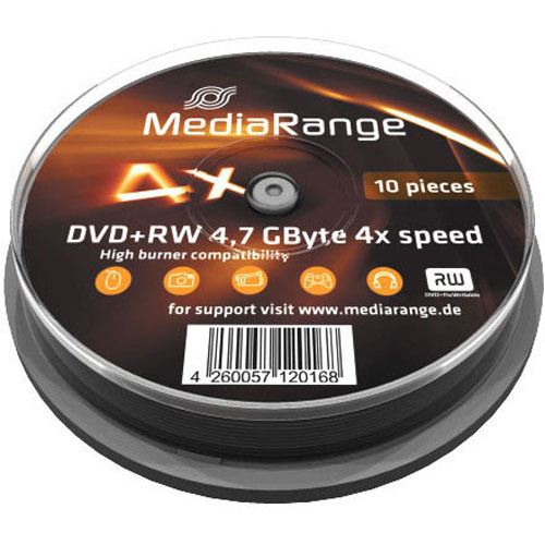 MediaRange DVD+RW 4.7GB 120min 4x wiederbeschreibbar, 10er Cakebox