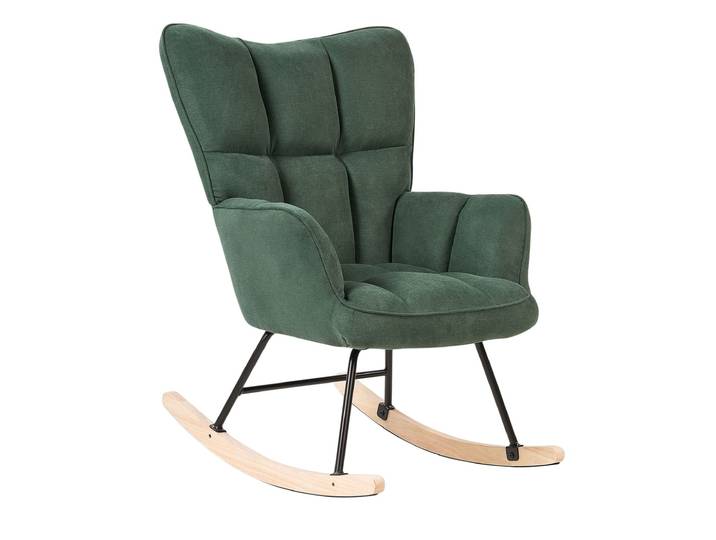 Fauteuil à bascule tissu vert émeraude