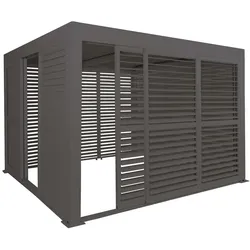 Proregal BERLINLODGE Alu Pergola | HxBxT 220x300x300cm | 6x Lamellenpaneel 6x Schiebetüren | 11cm-Gestell | Anthrazit | Pavillon Terrassenüberdachung