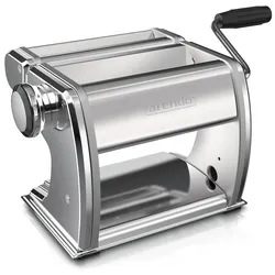 Arendo Nudelmaschine, Manueller Edelstahl Pasta Maker, Nudelpresse, 7 einstellbare Stärken, silber