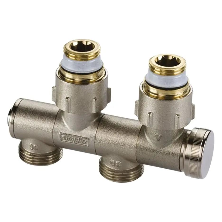 Aalberts integrated piping FL Hahnblock Variocon, schwenkbar FE1 G3/4i x G3/4a vern. m.Nippel, m.Ent (F12003)