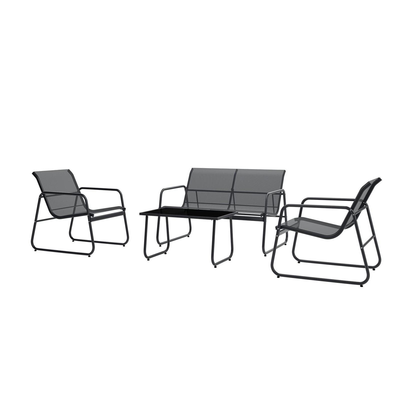 Juskys Gartenmöbelset Genua 4-tlg. – Outdoor Sitzgruppe für Balkon & Garten in Anthrazit - aus Metall