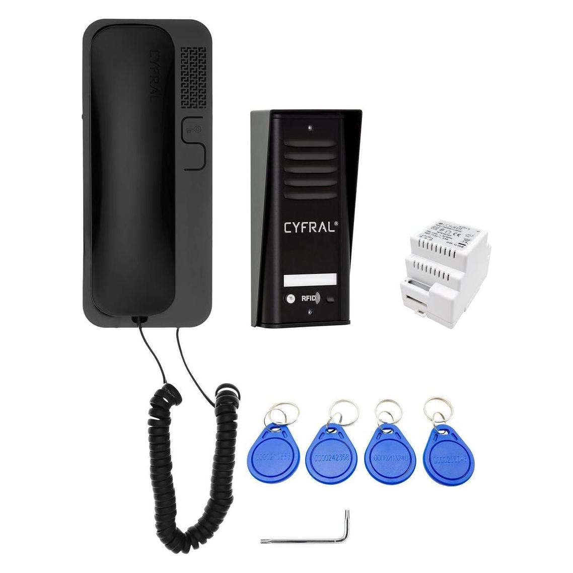 Cyfral Gegensprechanlage Cosmo 1-Tenant Kassette Schwarz Unifon Schwarz (Bluetooth, Kabellos, Thread) (44072)