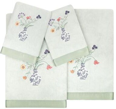 Authentic Hotel and Spa 100% Turkish Cotton Stella 4PC Embellished Towel Set