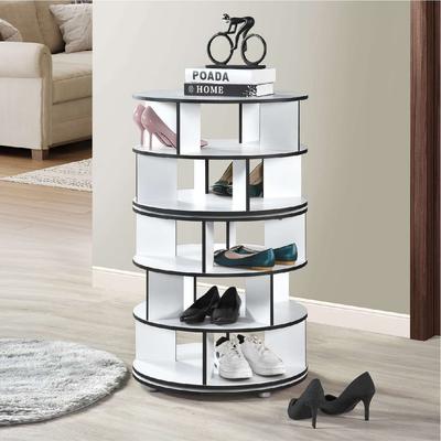 InRoom Designs 5-Tier Rotating Shoe Rack with Open Storage Cubbies, Round Freestanding Display Shelves and Space-Saving Design