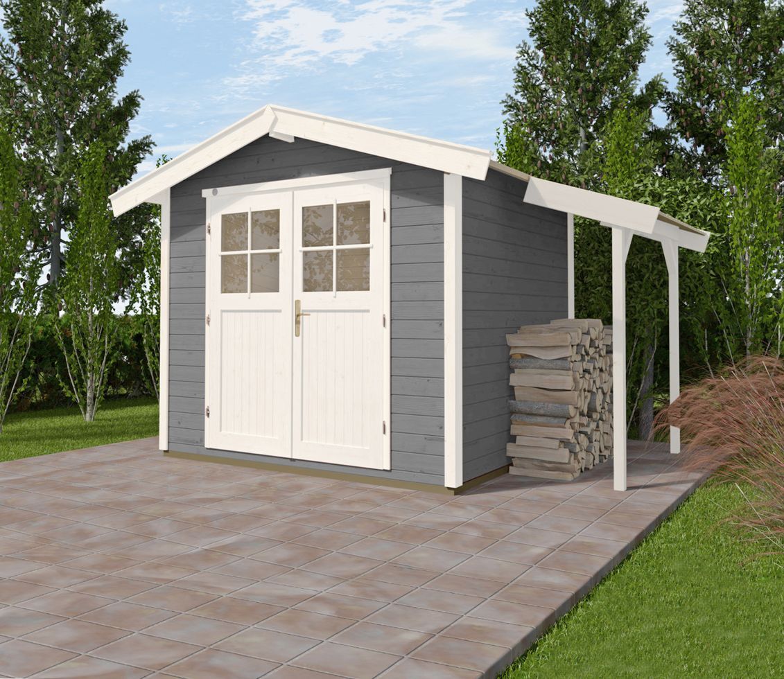Weka Gartenhaus Zoey 296 x 205 cm grau mit Fußboden