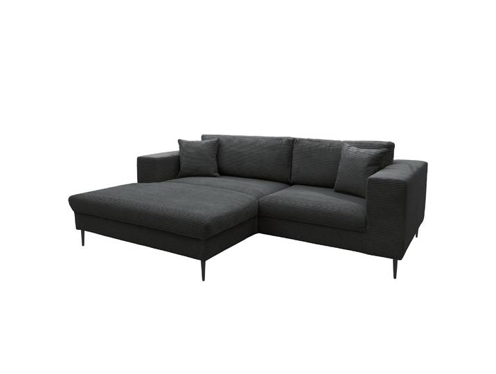 Ecksofa Samar Grau Cordstoff Leanca 244 x 83 x 173cm Longchair davorstehend links Landhaus