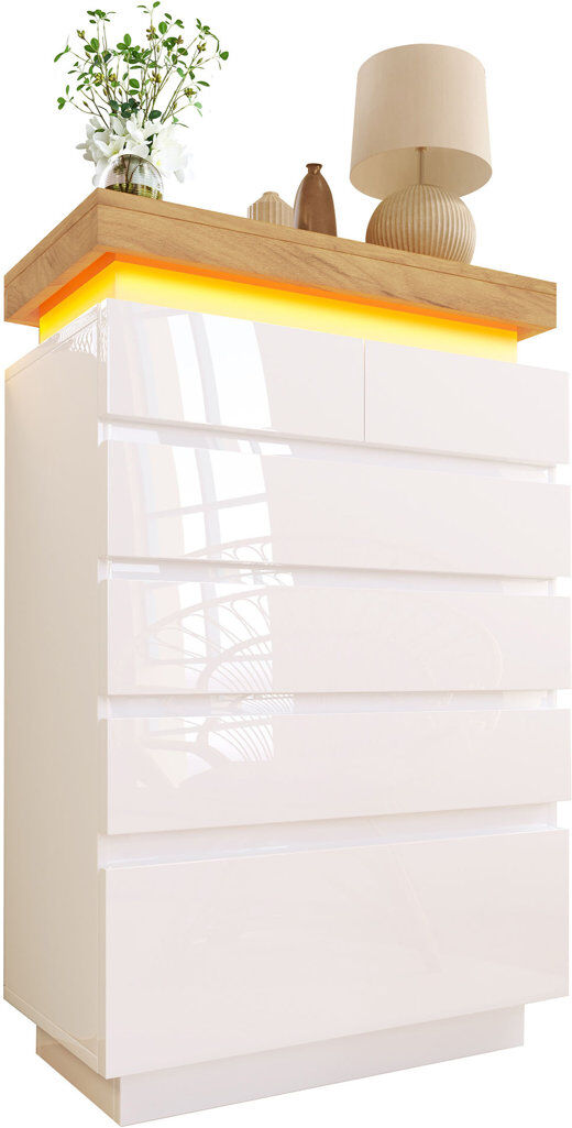 Metro 73 cm W Chest of Drawers White 115cm H X 73cm W X 39cm D