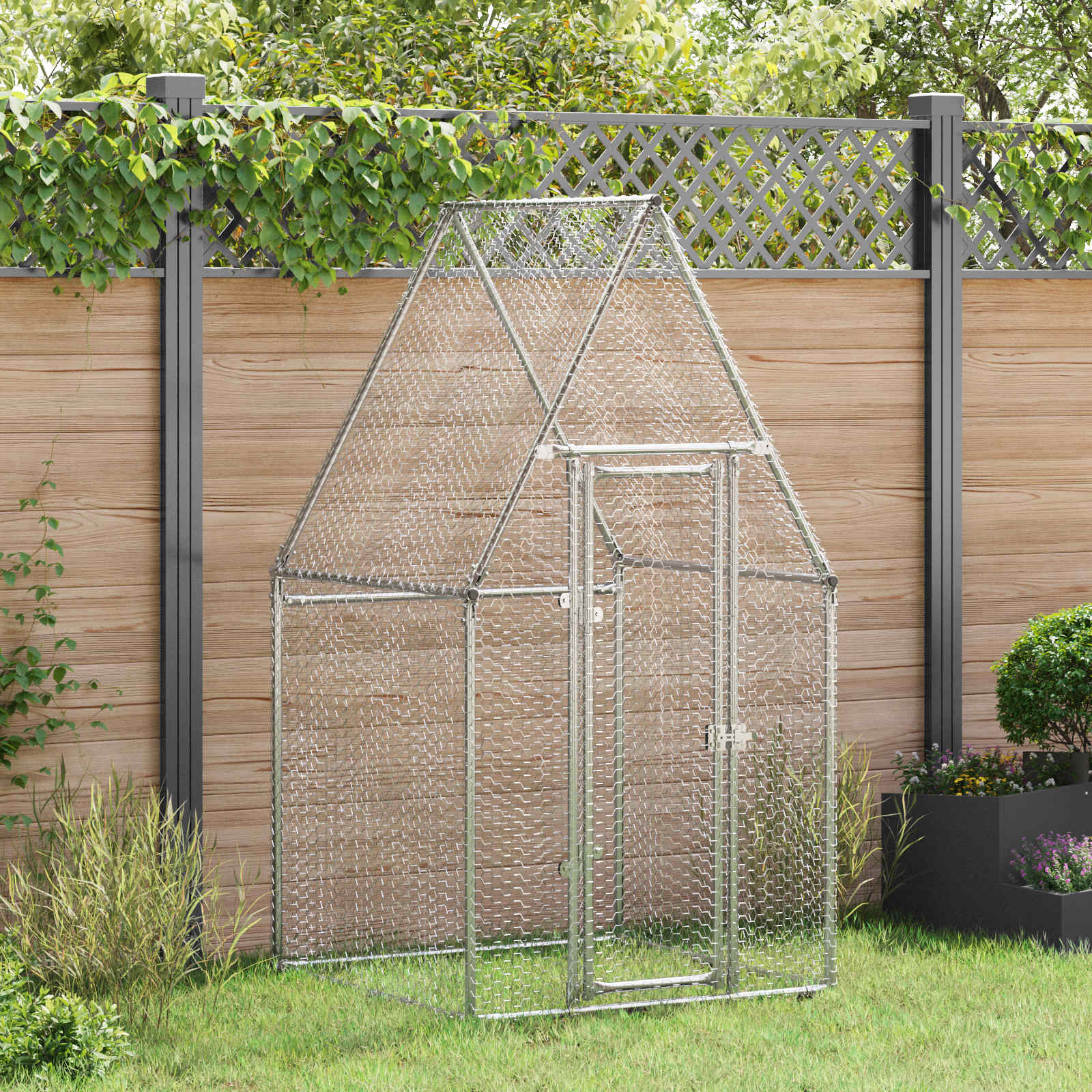 vidaXL Cage pour poules argenté 100x100x190 cm acier galvanisé