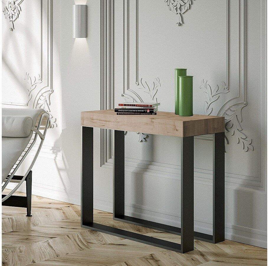 ITAMOBY Consola extensible 90x40/300 cm Elettra Roble Natural estructura Antracita