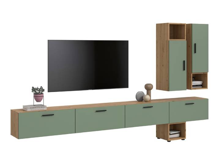 Wohnkombination The One , 9-teilig , Artisan Oak / Smoke Green