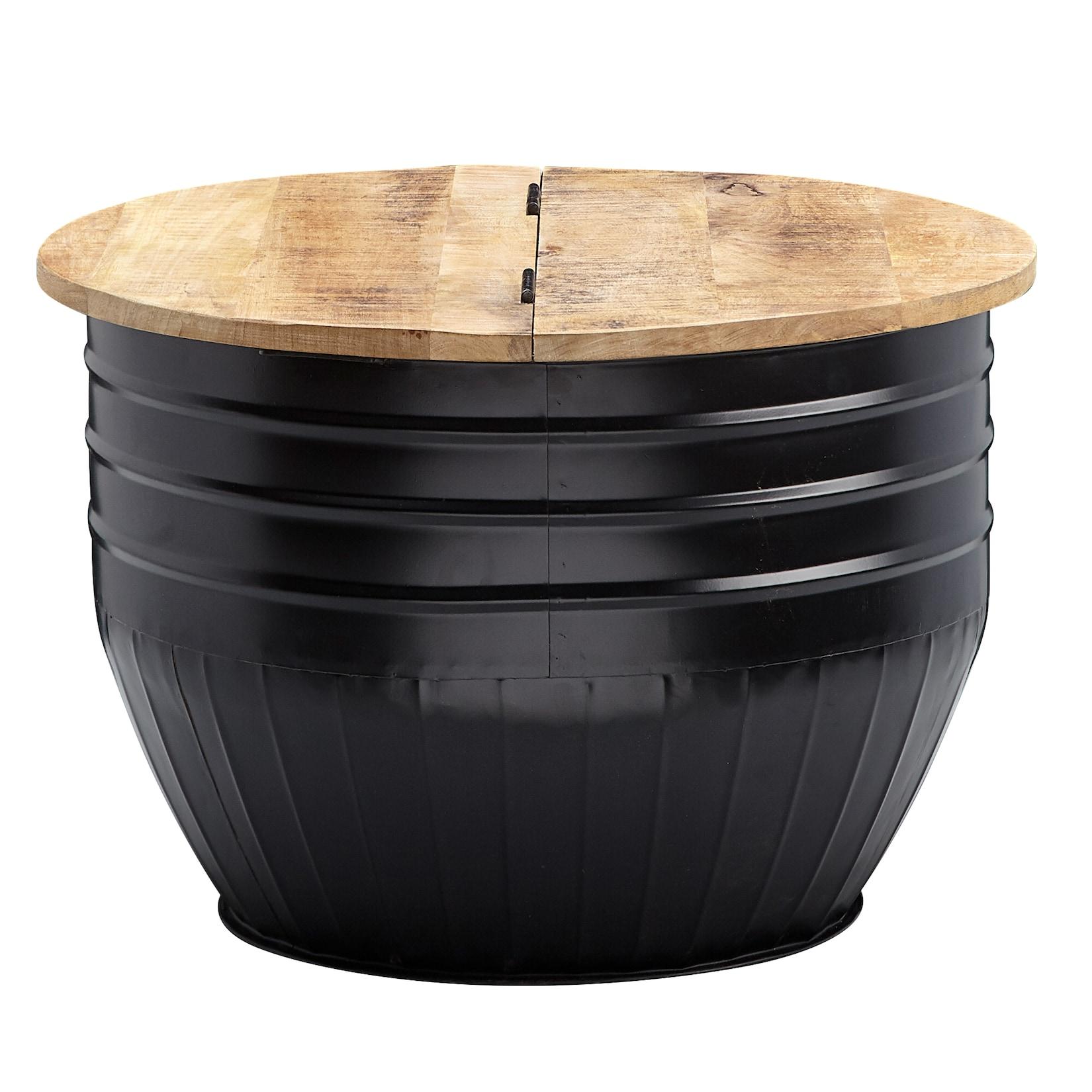 KADIMA DESIGN Industrial Couchtisch aus Mango Massivholz, Stauraum, Handgefertigtes Unikat
