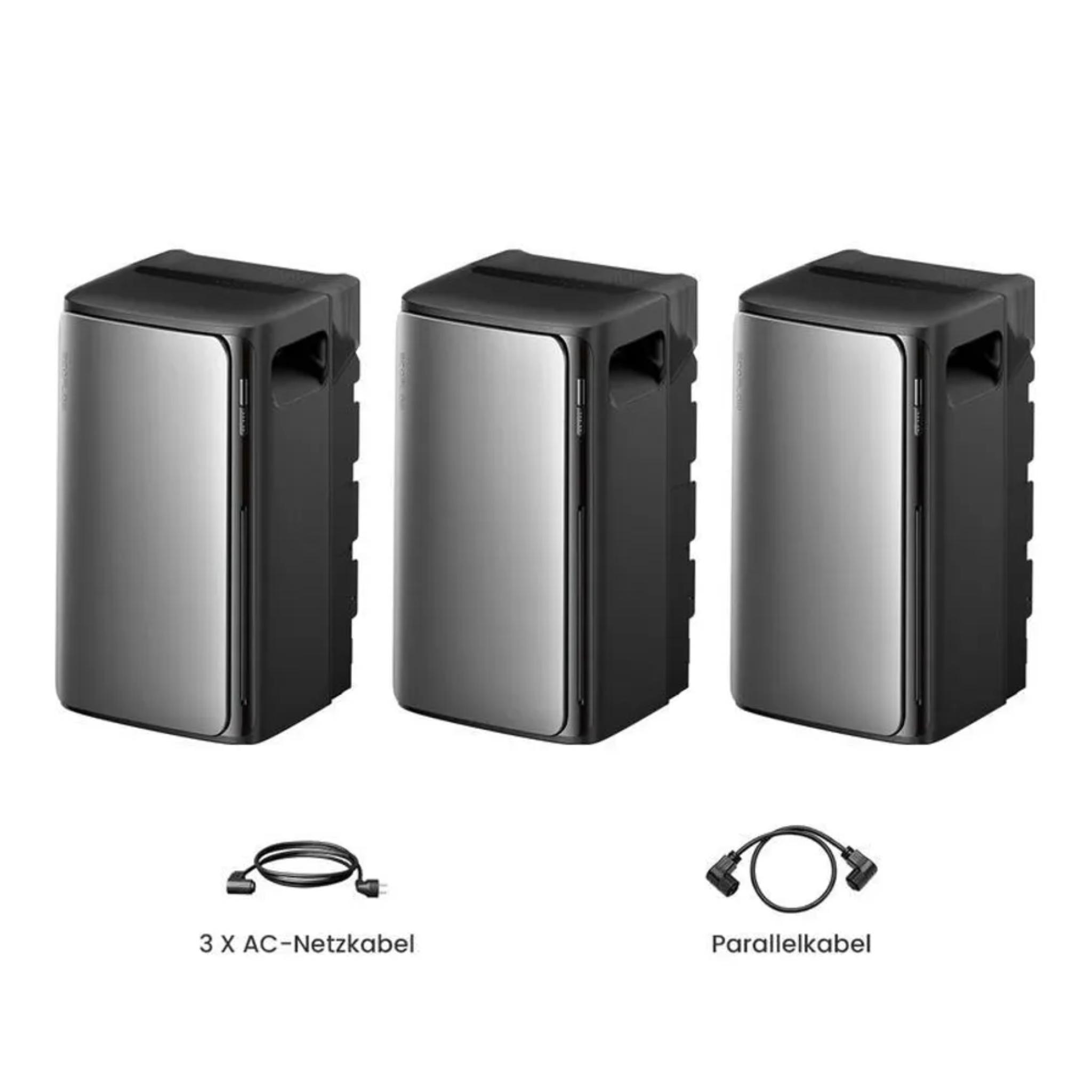 Powerness Balkonkraftwerk Speicher 5760Wh EcoFlow Stream AC Pro All-in-One Speicher x3 und Parallel Kabel für Balkonkraftwerk, (0% MwSt)