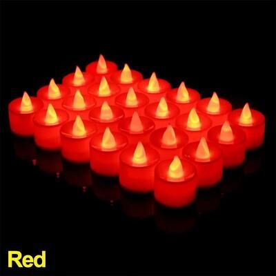 Uplift Treasures Colorful LED Flameless Tealight Candles Set red 12pcs